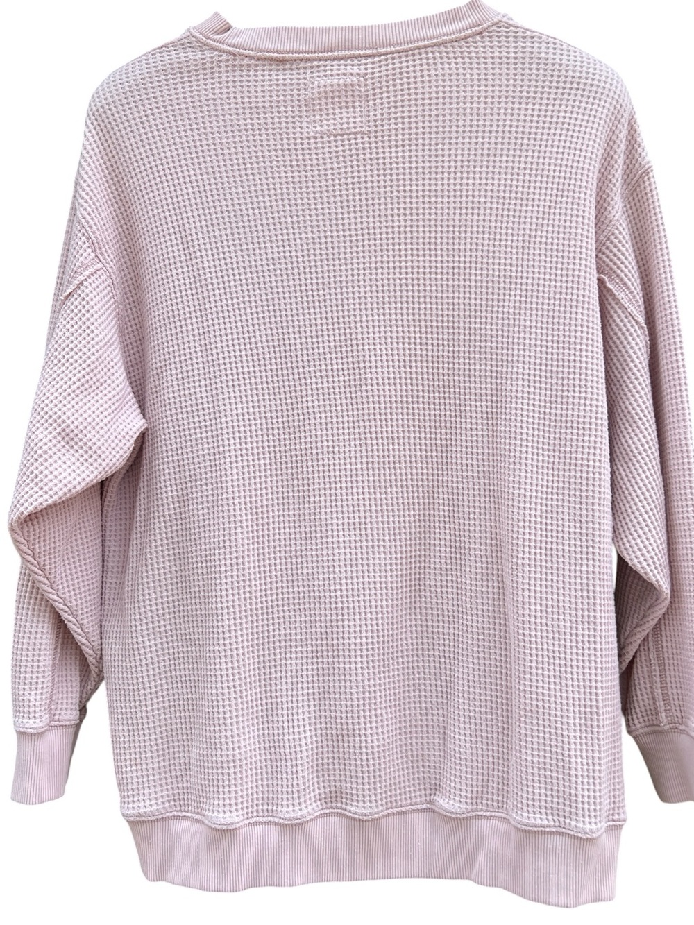 Aerie Light Pink Waffle Crewneck Oversized Sweater Size Large - Picture 3 of 10